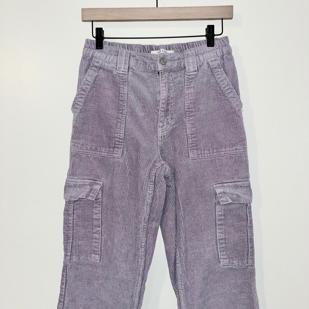 PacSun Purple Corduroy Cargo Pants‎ Elastic Waist Women S - Picture 8 of 10